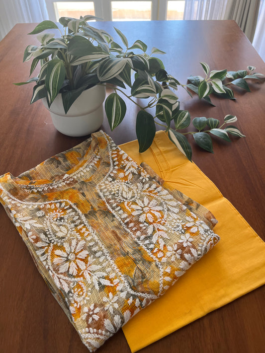 Kota Cotton Printed Chikankari Kurta