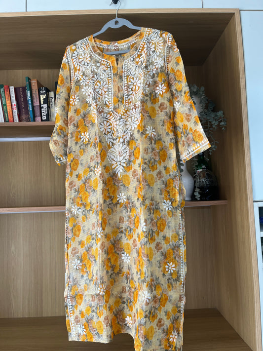 Kota Cotton Printed Chikankari Kurta